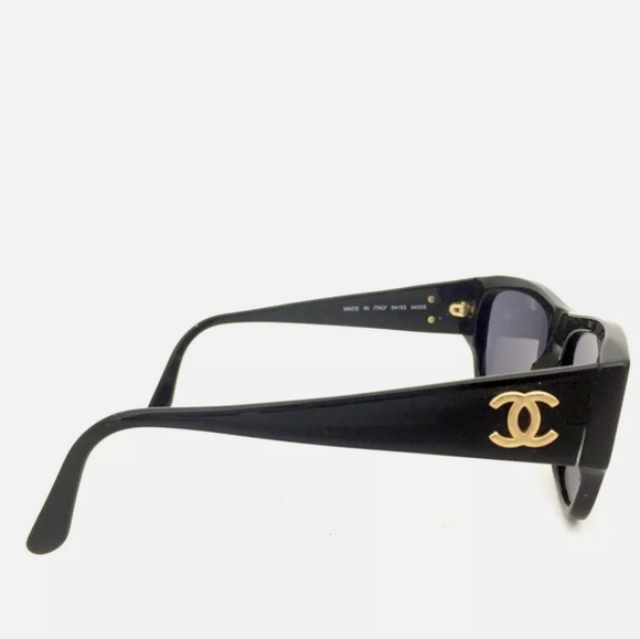 CHANEL 01453 CC LOGO BLACK SUNGLASSES VINTAGE/N2079 - Picture 4 of 10